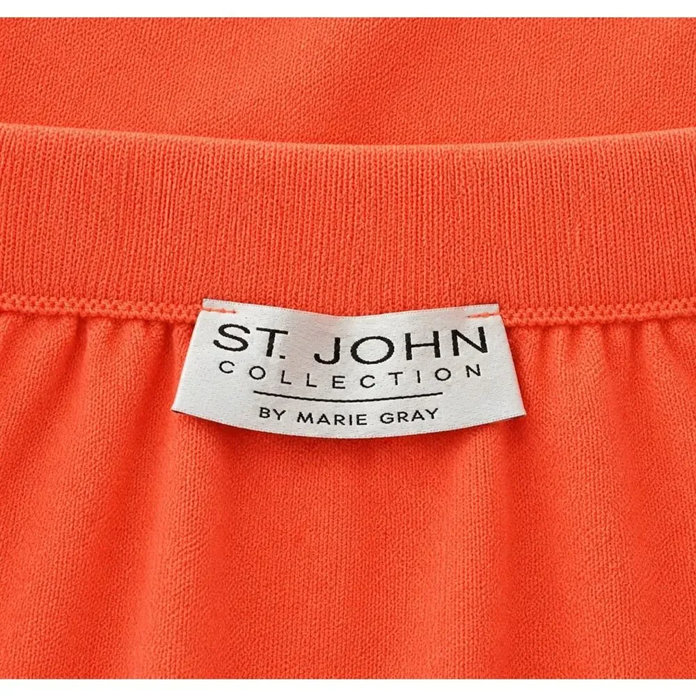 St. John Collection by Marie Gray Santana Knit Skirt Coral Orange Trim Size 8
